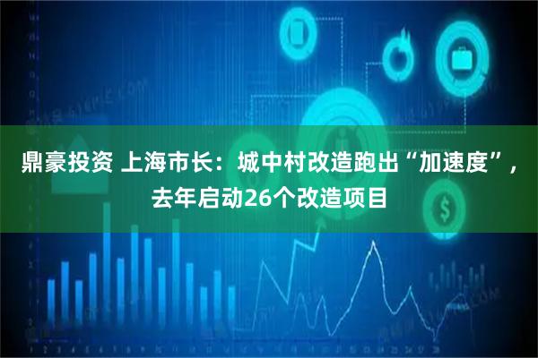 鼎豪投资 上海市长：城中村改造跑出“加速度”，去年启动26个改造项目
