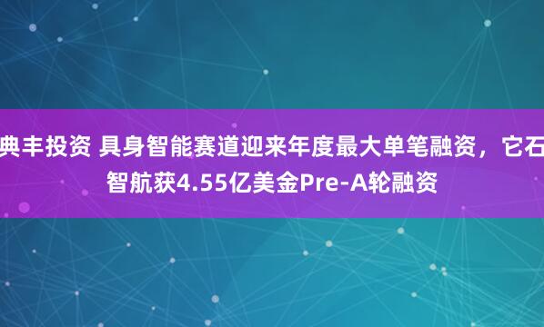 典丰投资 具身智能赛道迎来年度最大单笔融资，它石智航获4.55亿美金Pre-A轮融资