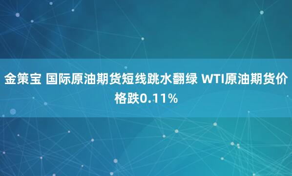 金策宝 国际原油期货短线跳水翻绿 WTI原油期货价格跌0.11%